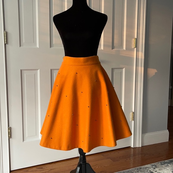 Dresses & Skirts - Wool blend pleated A lime puffy skirt